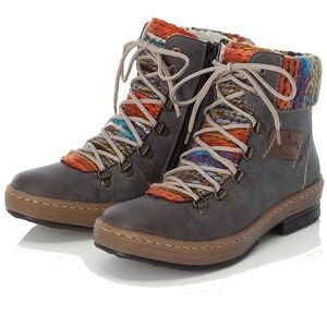 RIEKER Women's Z6743-45 FELICITAS Lace-Up Side-Zip Ankle Boots, Grey, Size EU 37